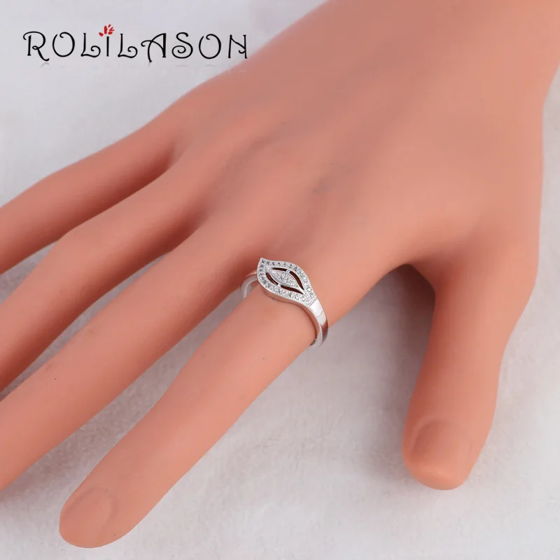 ROLILASON маленький свежий лист форма серебряного цвета белый кристалл Цирконий