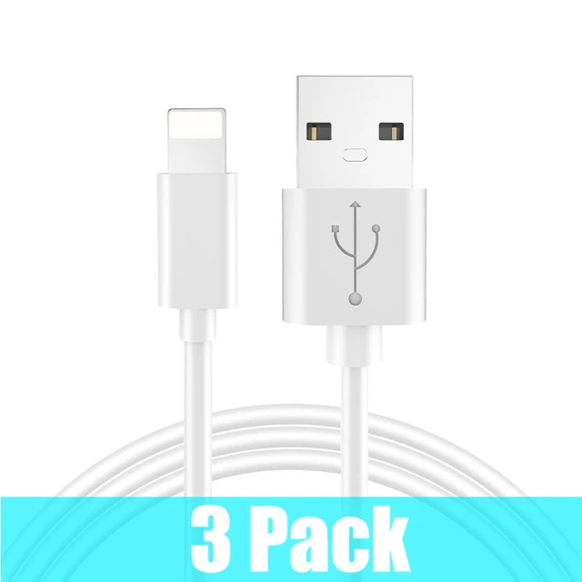 Белый 3 шт. в упаковке, ROCK, USB кабели для мобильных телефонов, для iPhone, 2.4A, кабель для быстрой зарядки, для iPhone, зарядное устройство, шнур для синхронизации данных, для iPhone X, iPad - Цвет: Белый
