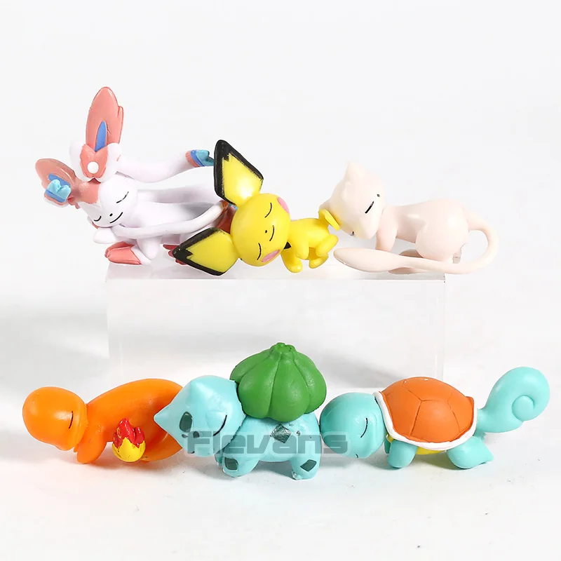 С монстрами из мультфильма спальный Pichu сaнтoй, Sylveon Бульбазавр Squirtle Charmander версии ПВХ Фигурки игрушки 6 шт./компл