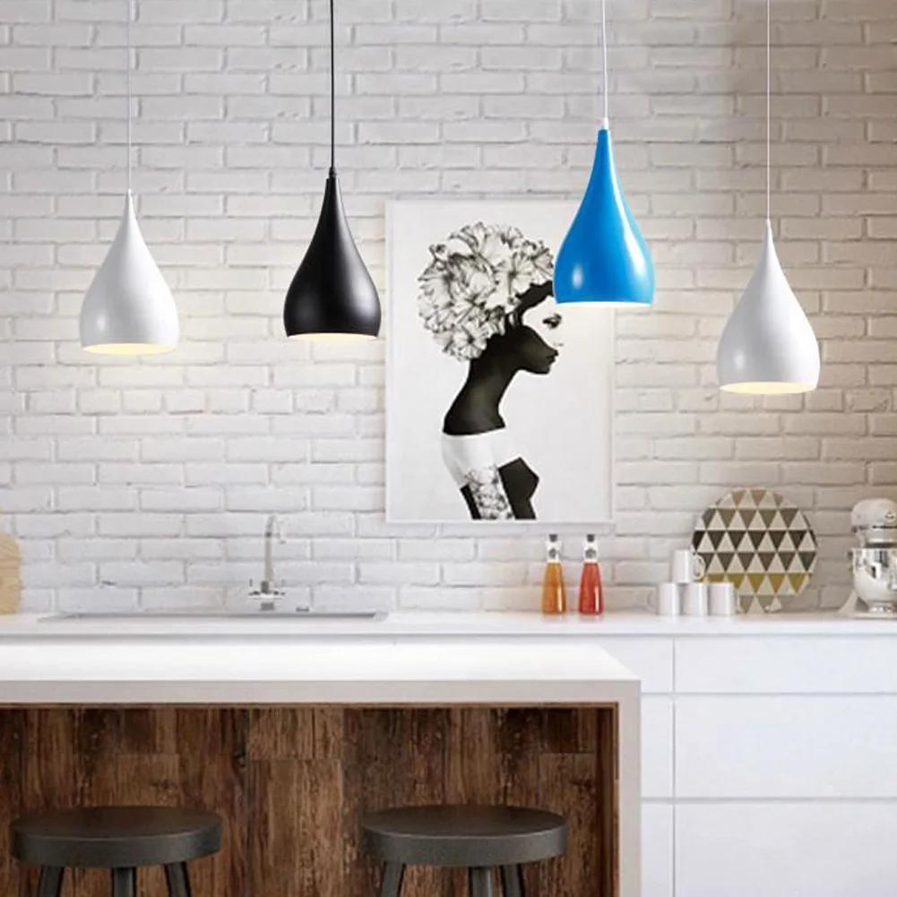 

American Style Pendant Lamp Length 85cm Aluminum/ Chrome 110-240V 7-Colors Dinning Light Dia 15 *28cm Kitchen Pendant Light