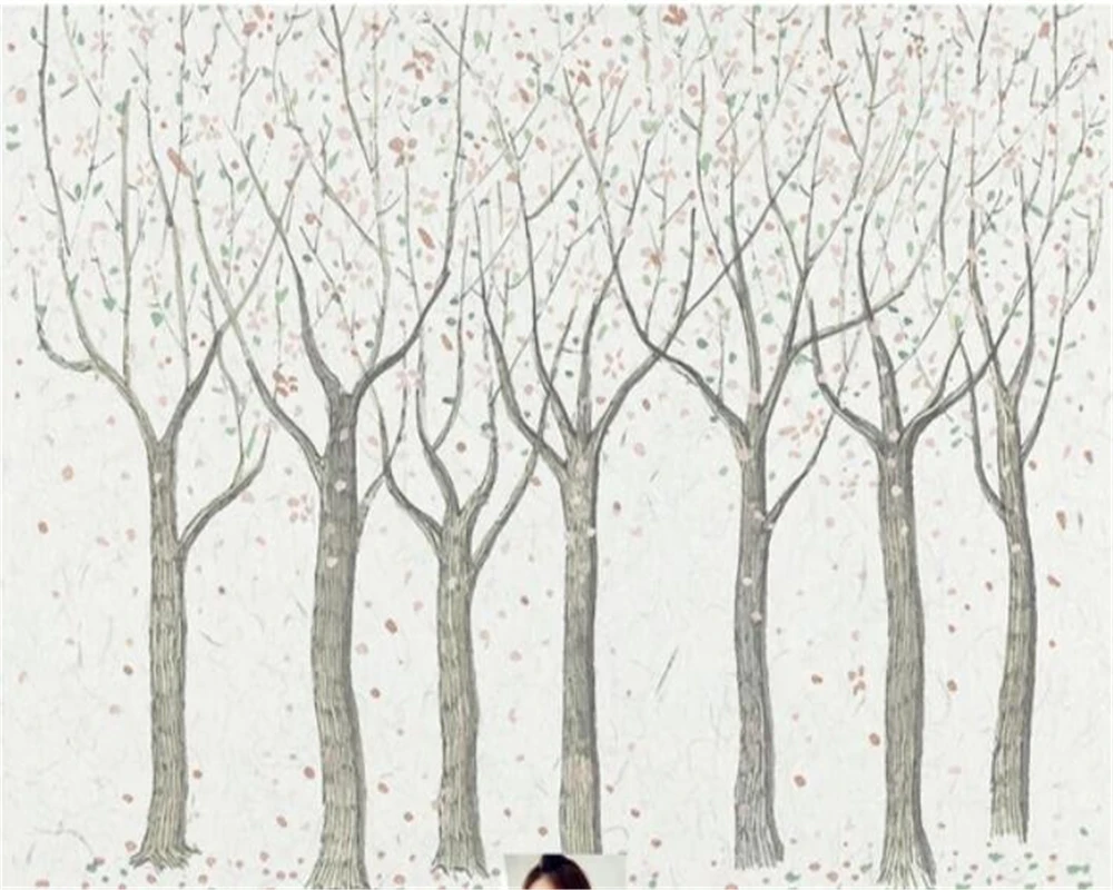 wellyu Custom Wallpaper 3d Large Photo murals Hand painted Nostalgic Abstract Trees Sofa Background Wall paper papel de parede - купить по