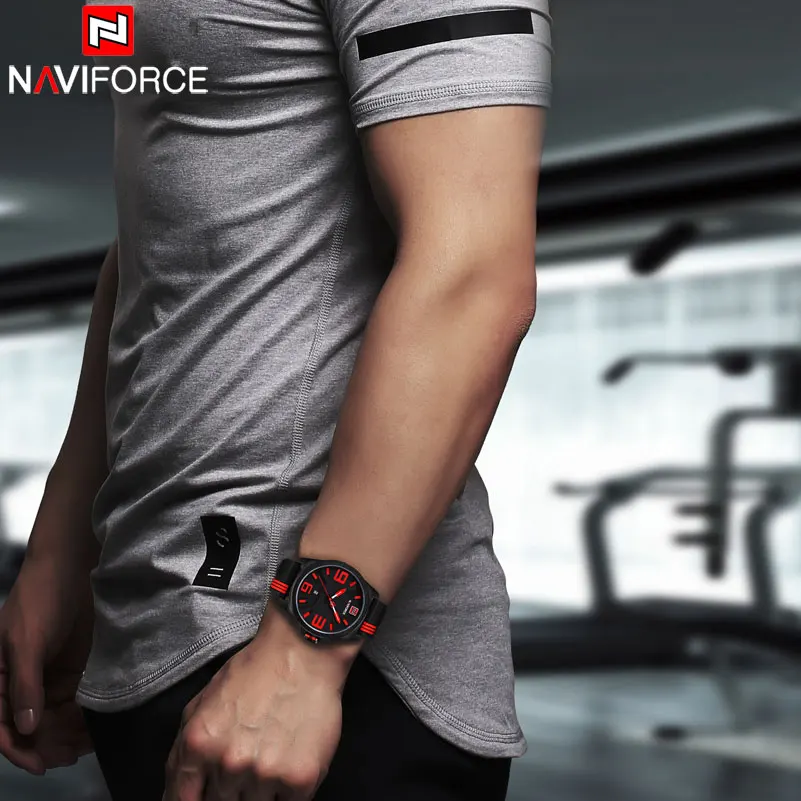 NAVIFORCE Брендовые мужские спортивные часы водонепроницаемые аналоговые кварцевые