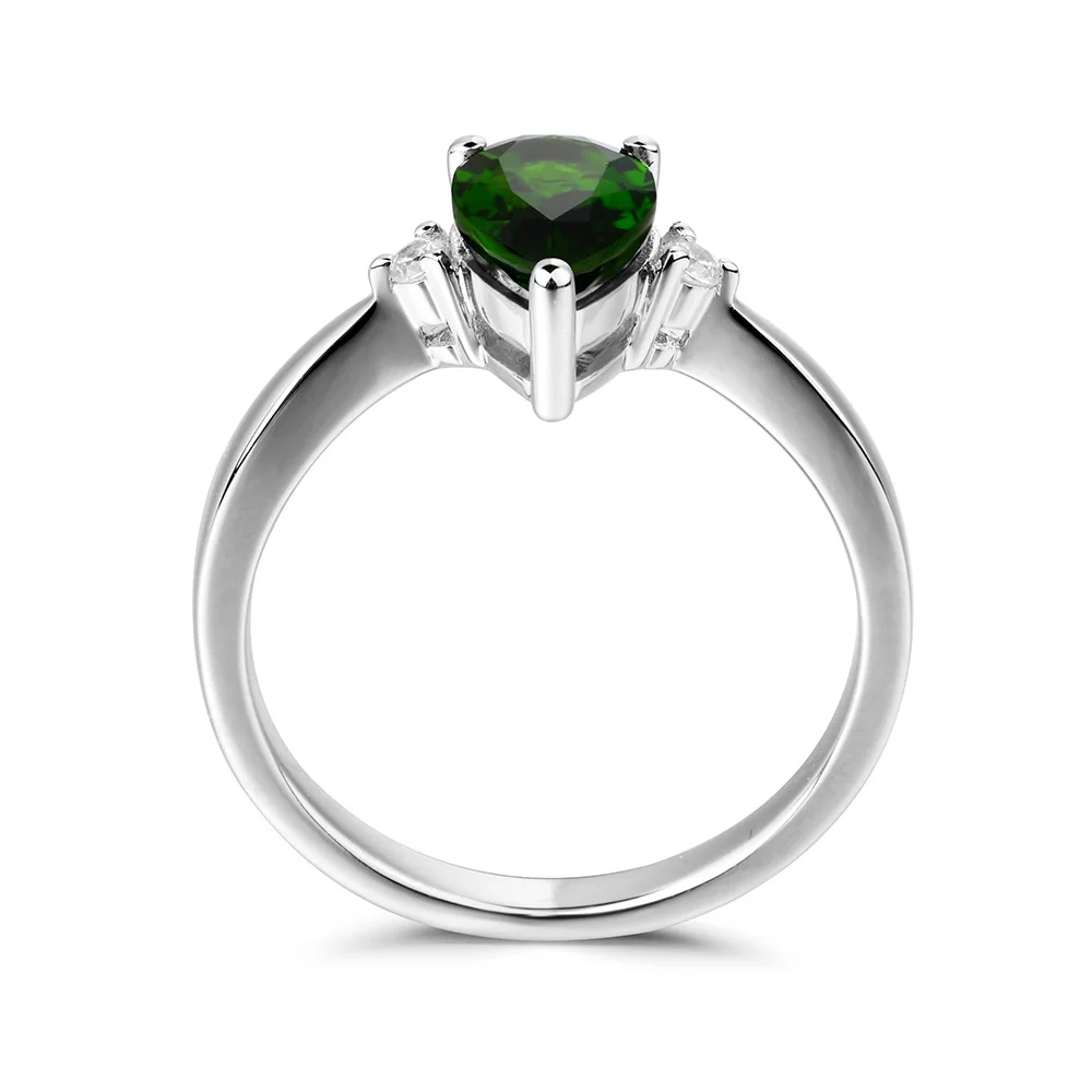 Кольцо для свадьбы Leige Jewelry Diopside из настоящих натуральных хромовых грушевидных зеленых драгоценных камней, выполненное из твердого серебра 925 пробы, подарки.