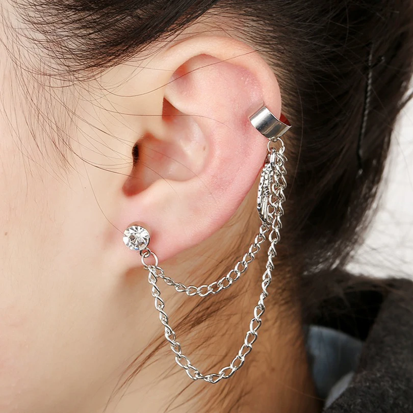 Модные Позолоченные Серебряные серьги-каффы ZLDYOU с кристаллами Индивидуальные