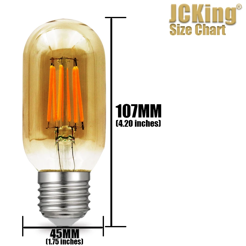 JCKing затемнения упаковка из 10 T45 Amber нити светодиодные лампы E26/E27 110 V/220 V