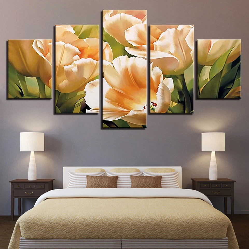 Flower Poster Rose Red Yellow White Purple Blue Pink Black Wall 5 Pictures Living Room color Painting Art Anime Home Decor 59 | Дом и сад