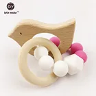 Деревянные детские браслет в виде животных Прорезывание Зубов, украшения для ребенка органических древесины силиконовые Бусины погремушку Аксессуары для колясок Игрушечные лошадки