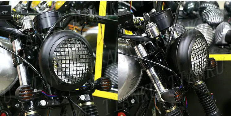 Передняя фара 7 дюймов с металлической сеткой для Honda Shadow Spirit vlaero ACE Steed 400 600 1100 DLX
