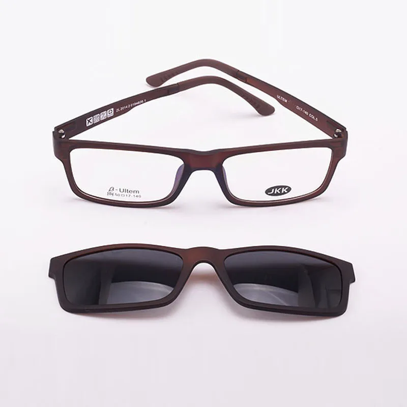 Full Frame Male and Female myopia Glasses Magnet Clip Small Size Eyeglasses 50 Sand Black Polarizing Sunglasses JKK104