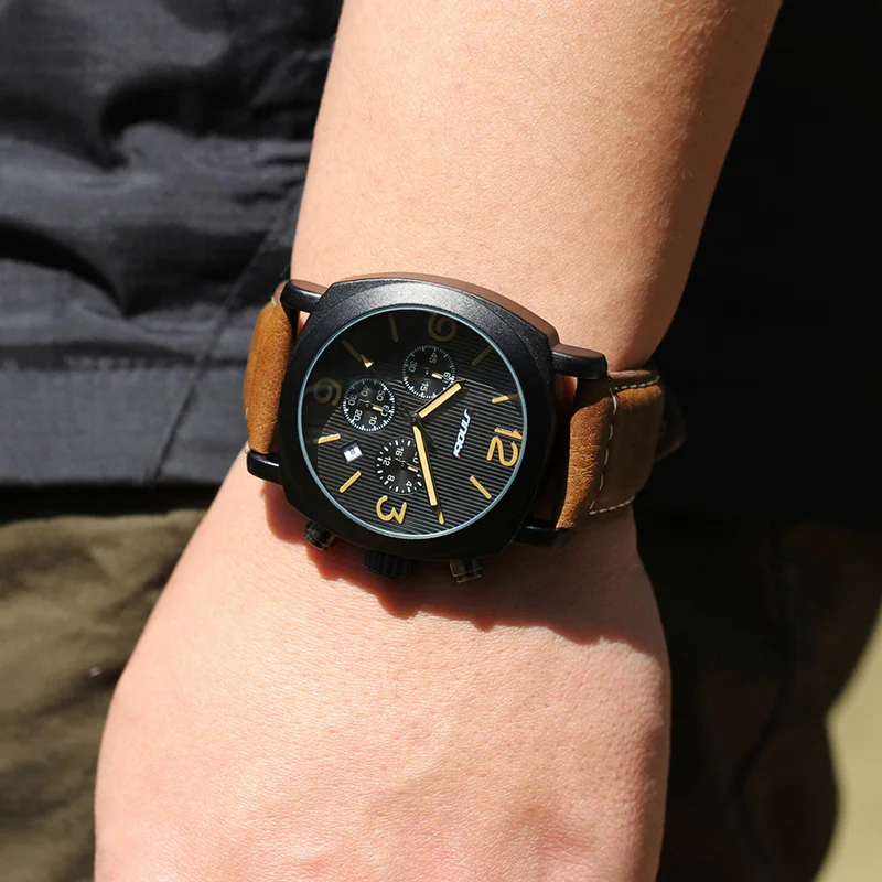 Мужские кварцевые часы с кожаным ремешком на ремешке|watch brand|watch brand menwatch f |