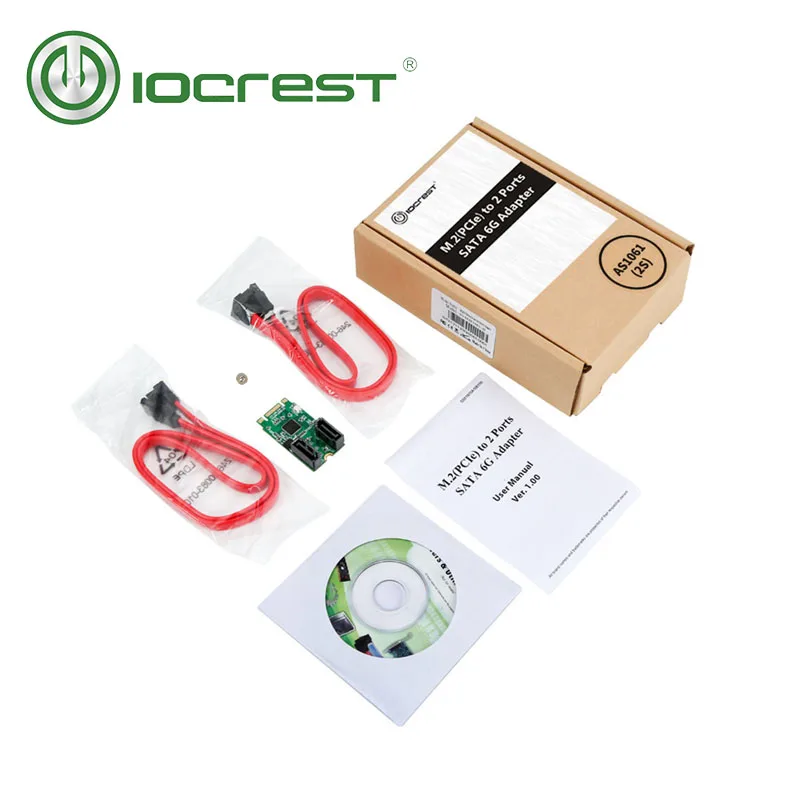 Карта адаптера контроллера IOCREST M.2 ngff B + M Key 22x42 PCIe Bus на 2 порта 3 0 SATA 6 G III чипсет ASM1061