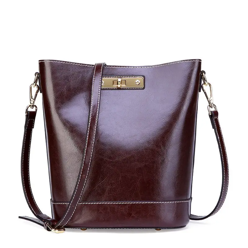 

RanHuang 2019 Women Genuine Leather Handbags Fashion Shoulder Bags High Quality Cow Leather Bucket Bags Luxury Messenger Bags