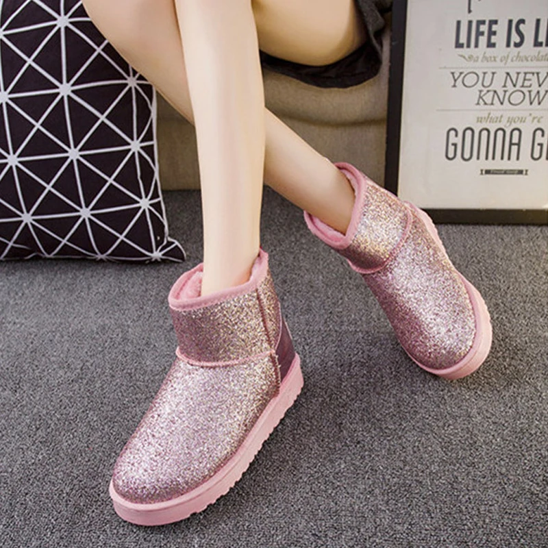 

ZIMNIE Winter Women Fashion Waterproof PU Short Plush Snow Ankle Boots For Woman Platform Fur Warm Slip-On Woman Flat Boots