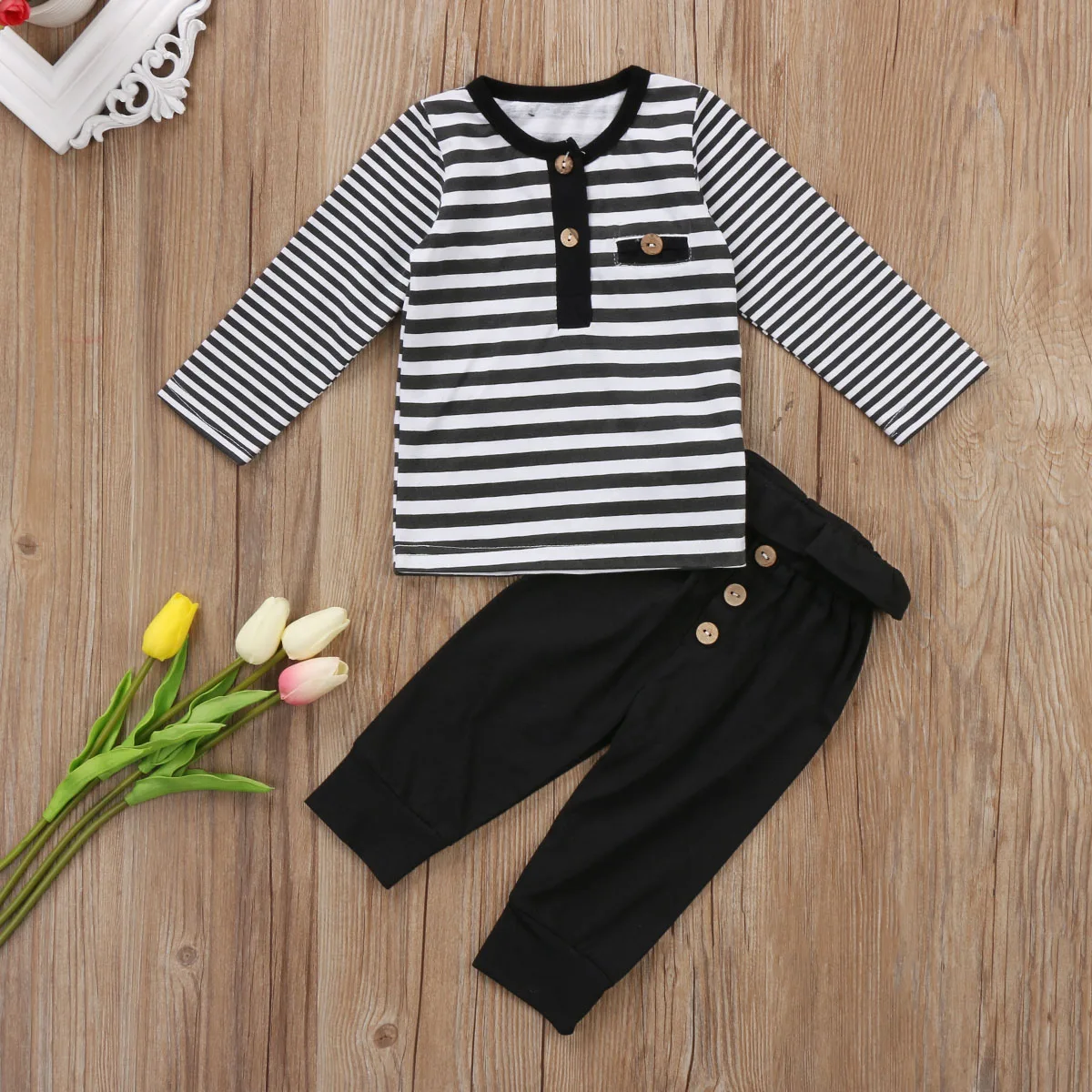 

3Pcs Toddler Clothing Set Cute Newborn Baby Boys Tops Romper Pants Leggings Hat Outfits Clothes Set 0-18M