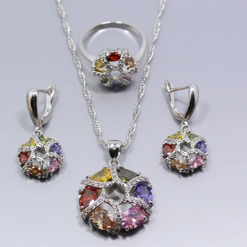 Мэнни 4 шт набор ювелирных изделий серебряный цвет очаровательные разноцветные