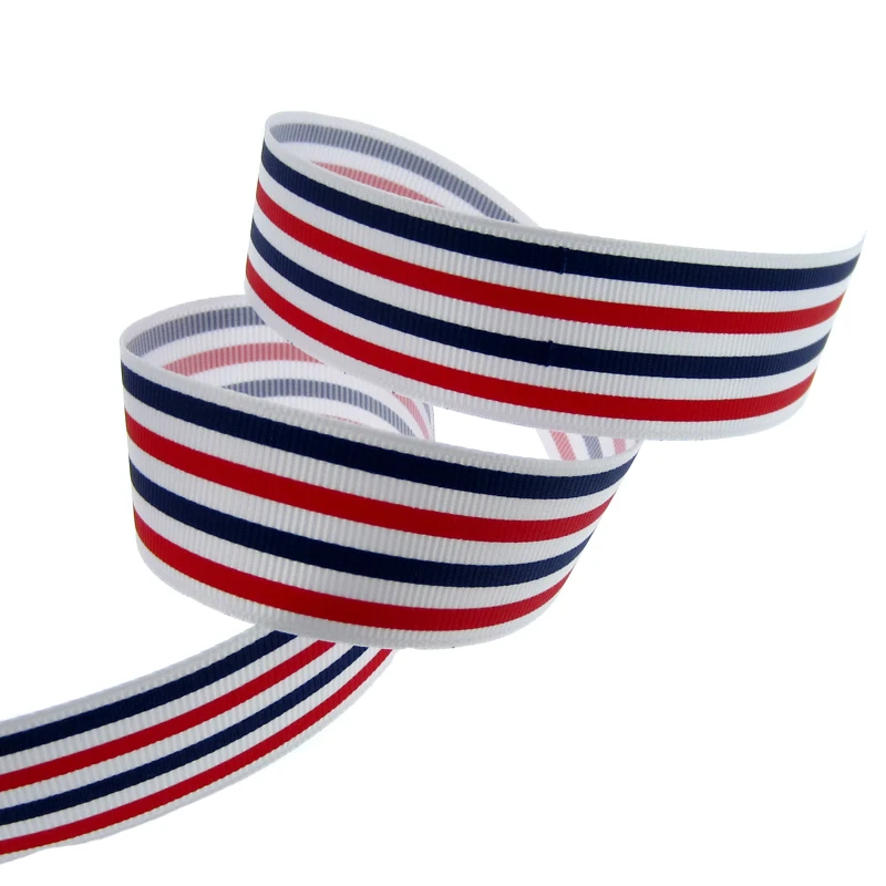10 ярдов 1 &quotпечатные красные темно синие полосы grosgrain ленты ремесло обертывание