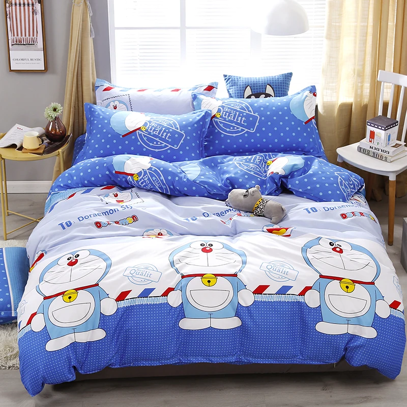 4 шт./компл. мультфильм Doraemon печать высокого качества постельных принадлежностей постельное белье пододеяльник простыня накидка для подушек набор