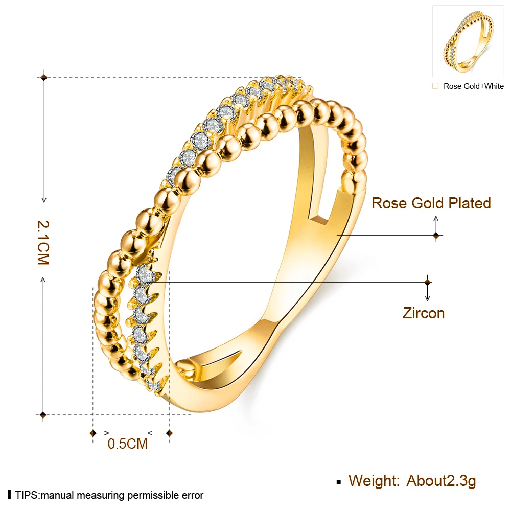 Женское кольцо с австрийским кристаллом розовое золото | Украшения и аксессуары