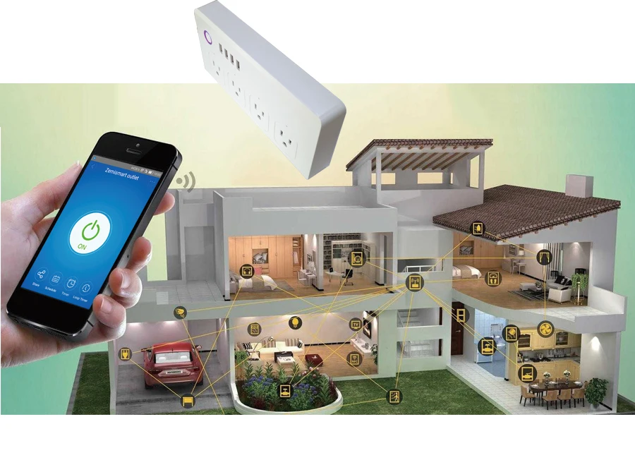 Zemismart США wifi розетка с 4 выходами 4 usb порта смартфон беспроводной Голосовое управление работает с Echo Alexa Google Home