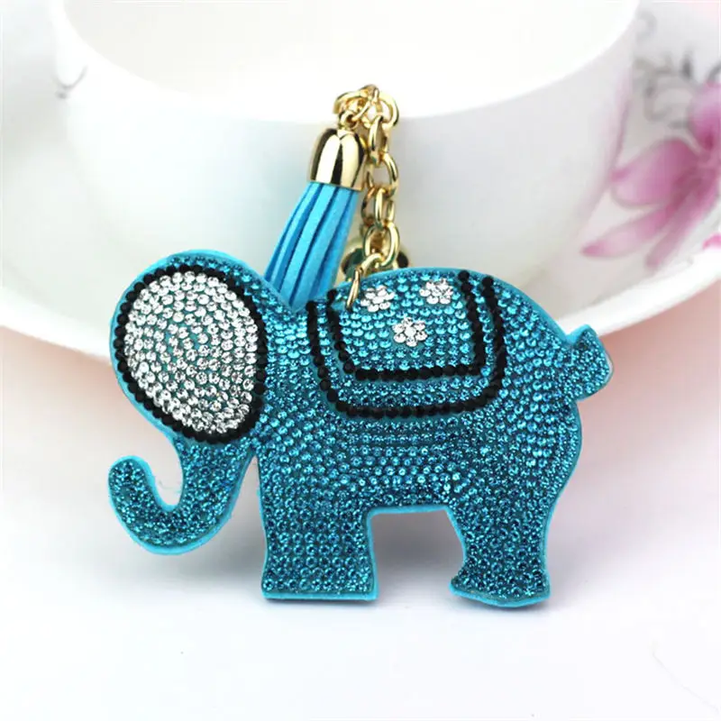 Cute Animal Elephant Crystal Golden Ball Korean Velvet KeyChain For Women Bag Holder Car Key Chain | Украшения и аксессуары