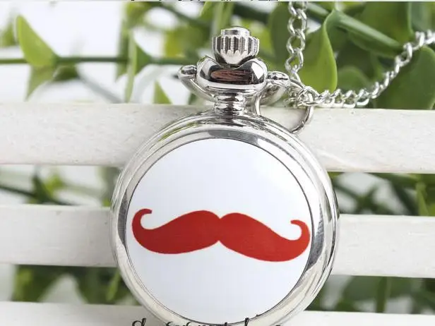

Wholesale 10 CPS/lot fashion quartz silver beard pattern Enamel watches design clock mirror pendant Necklace pocket watch