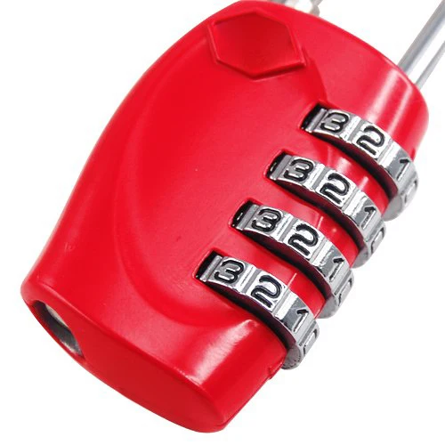 KSOL Red 4 Dial TSA комбинированный навесной замок resetable Lock для чемоданов путешествий и