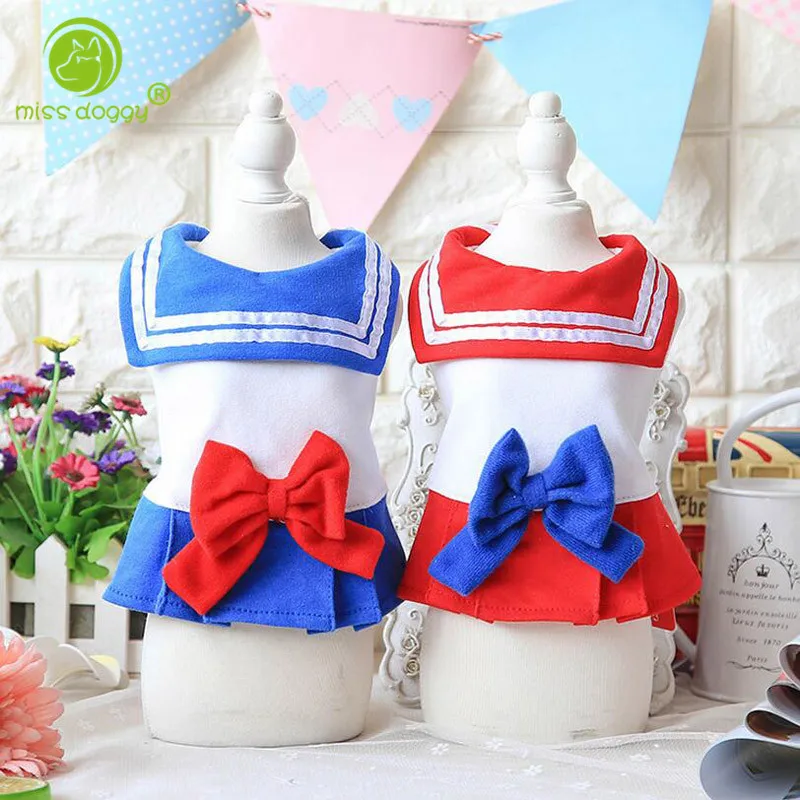 Модная одежда для собак домашних животных цвет синий красный Размеры xs-xl платья с