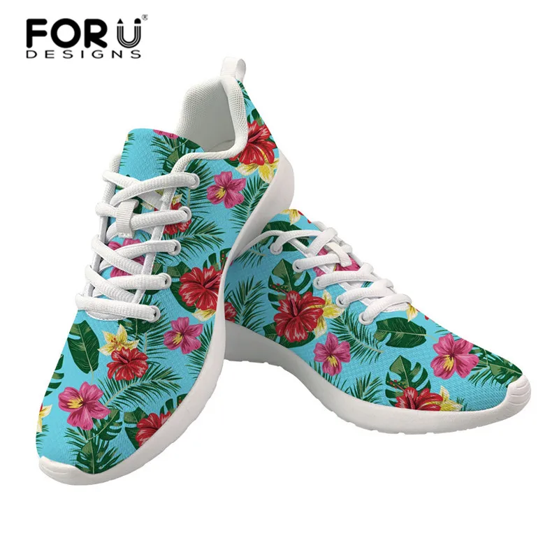 Женские кроссовки из сетчатого материала FORUDESIGNS Зеленые тропического гибискуса