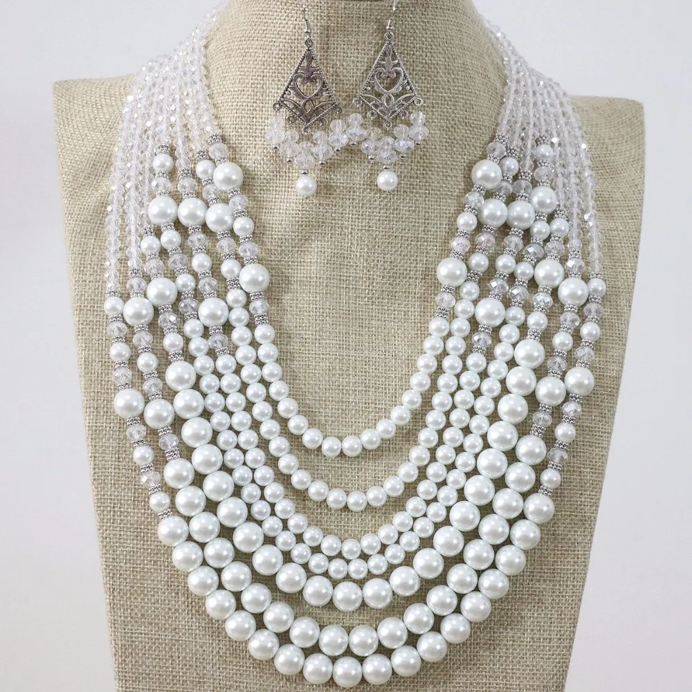 Ожерелье и серьги с бусинами 10 цветов 7 рядов|necklace earring|jewelry setsearrings necklace |