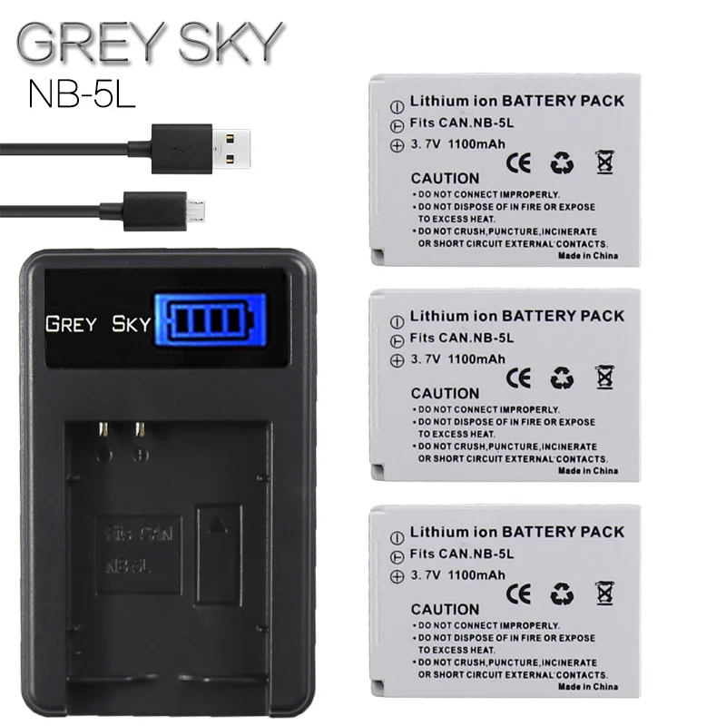 2 шт. NB-5L NB 5L NB5L Батарея+ ЖК-дисплей USB Зарядное устройство для Canon S110 SX200 SX210 SX220 SX230 является HS IXUS 850 870 800 860 990 SD карта для камеры - Цвет: charger and 3battery