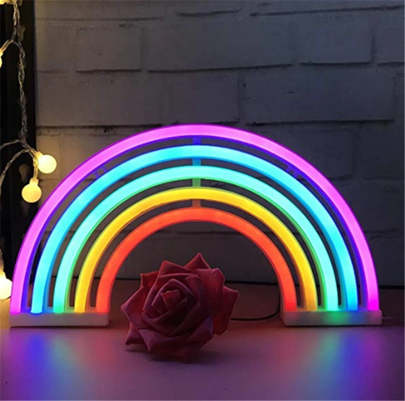 Милый Радужный неоновый светодиодный светильник лампа для спальни Настенный