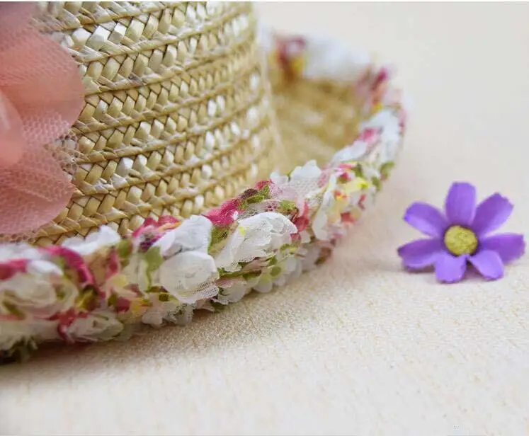 Соломенная шляпа с кружевной сеткой в горошек и бантом для детей родителей