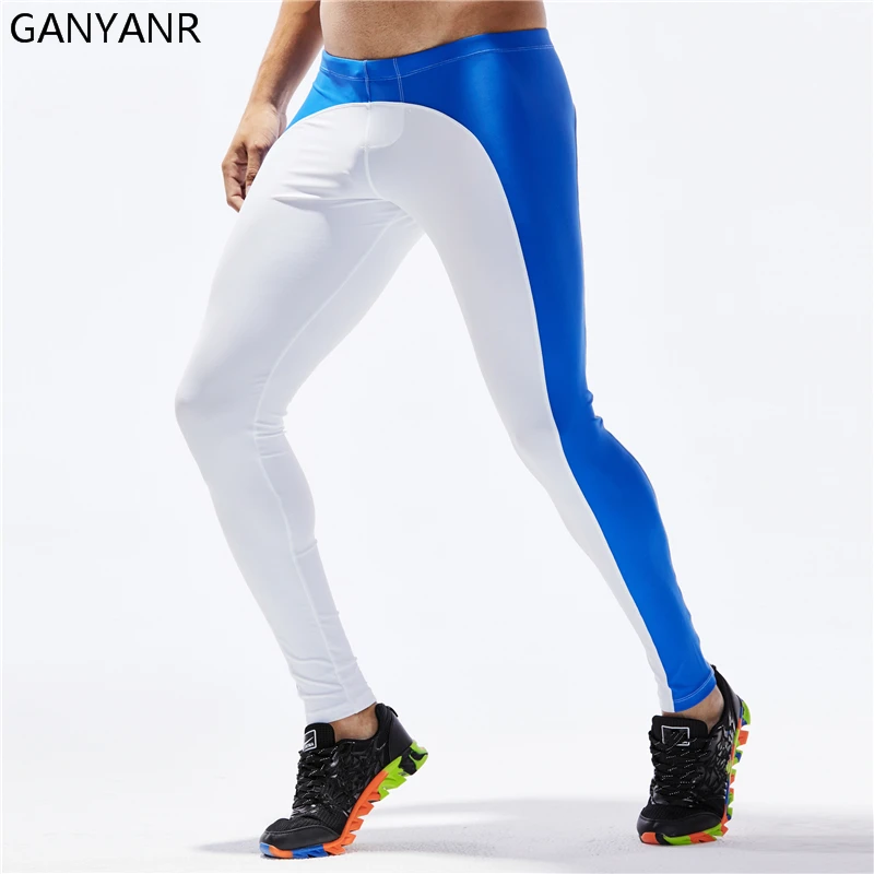 GANYANR, колготки для бега, мужские, для йоги, баскетбола, леггинсы для тренажерного зала, Спортивная, для фитнеса, Спортивная, для бега, длинные, тренировочные, компрессионные штаны