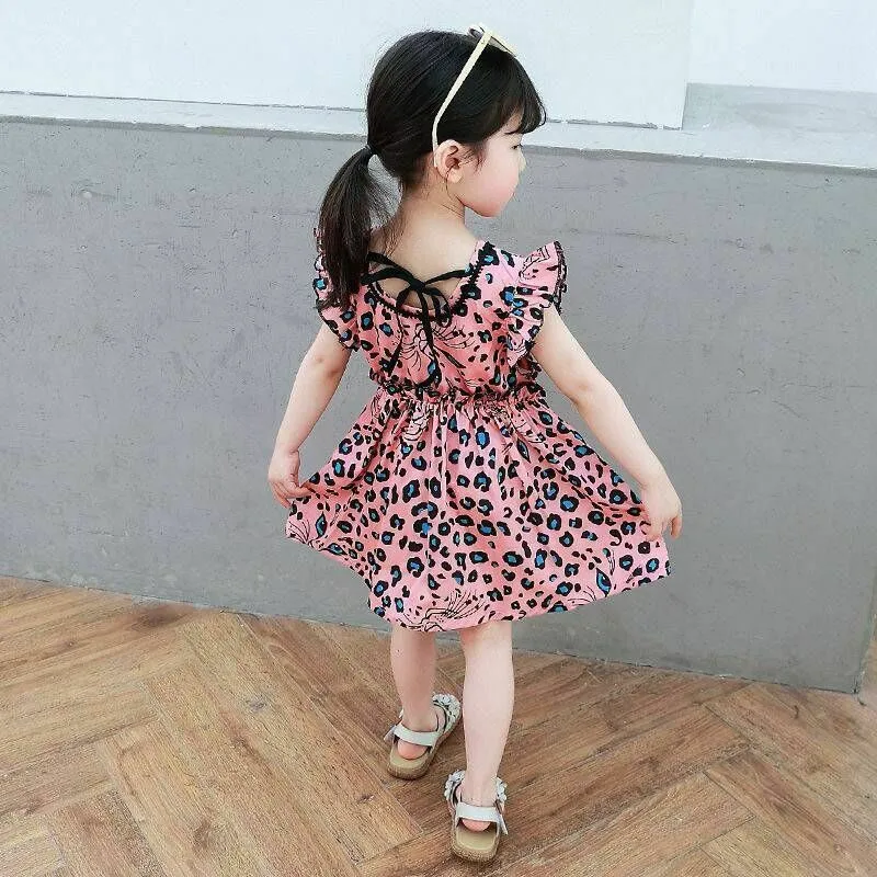 New Kids Dresses For Girls Toddler Kid Baby Leopard Print Tulle Party Bridesmaid Pageant Formal Dress Cotton O-neck | Детская одежда и