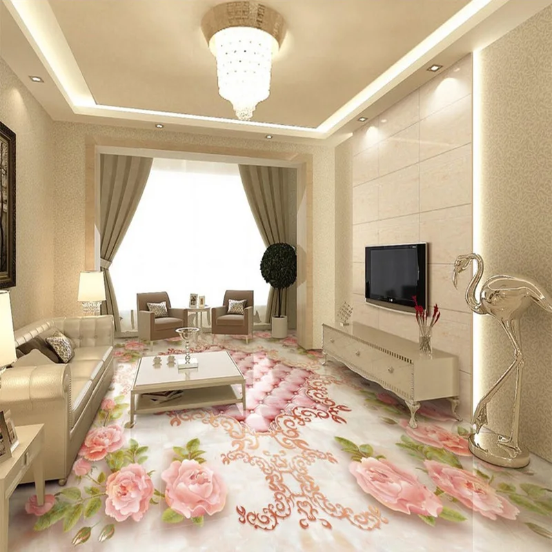 Мраморная напольная плитка в европейском стиле с розой роспись Фреска для отеля