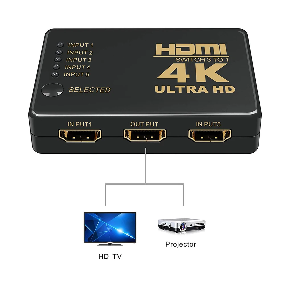 HDMI переключатель 5 портов 4K* 2K коммутатор сплиттер коробка Ultra HD для DVD HDTV Xbox PS3 PS4 Hdmi кабель