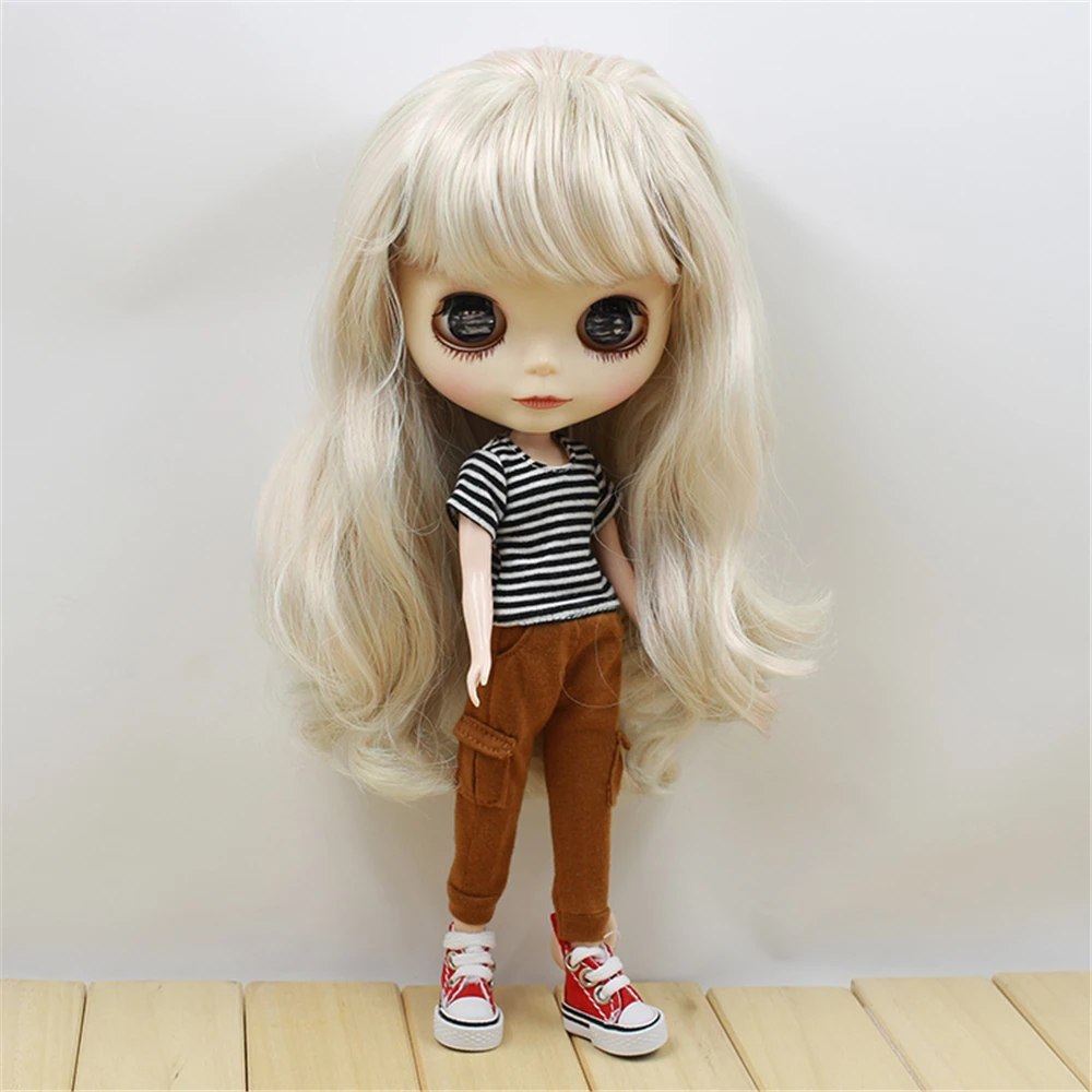 Одежда для 1/6 кукол Blyth коричневые брюки и черно-белая рубашка в полоску | Игрушки
