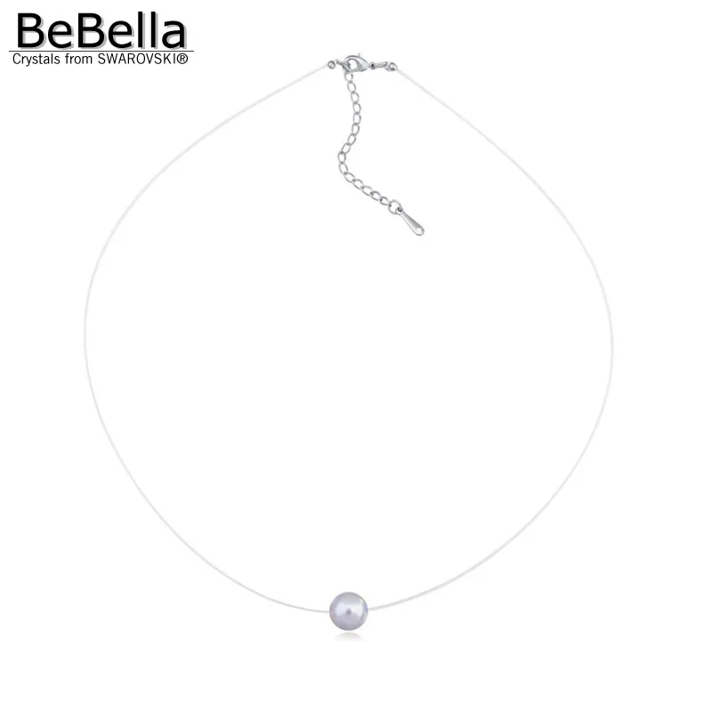 Женское колье чокер BeBella невидимое ожерелье с круглым шариком и белым жемчугом
