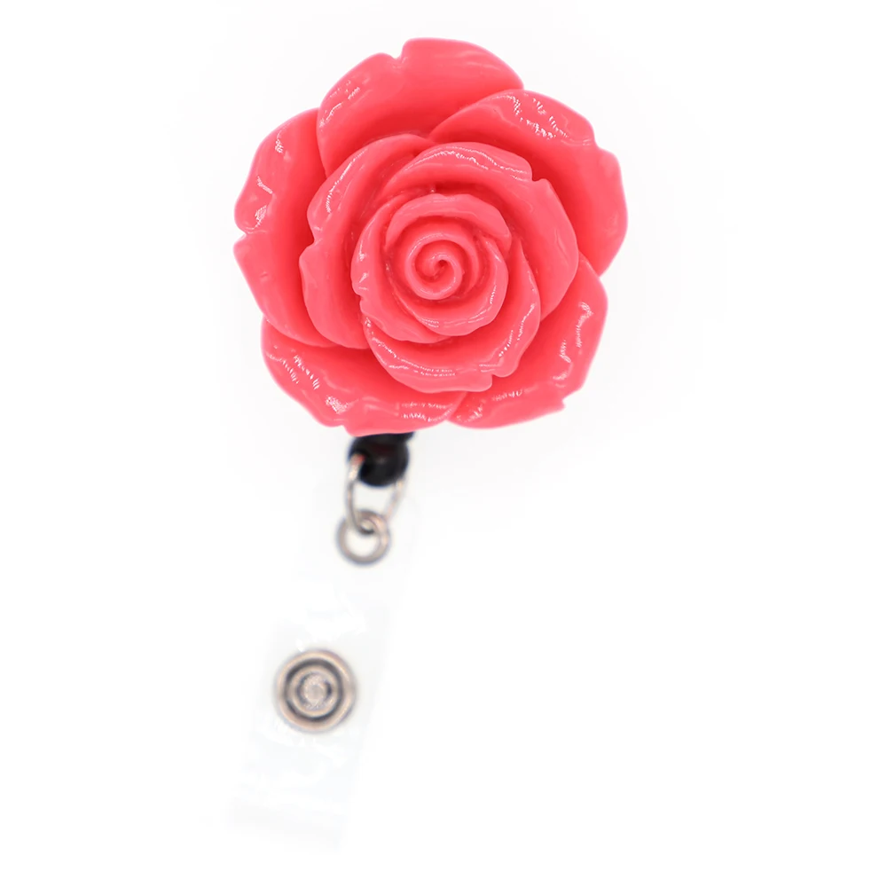 50pcs/45mm Multiple Color Rose Flower Resin Retractable RN ID Badge Holder Student Reel Name Clip | Украшения и аксессуары