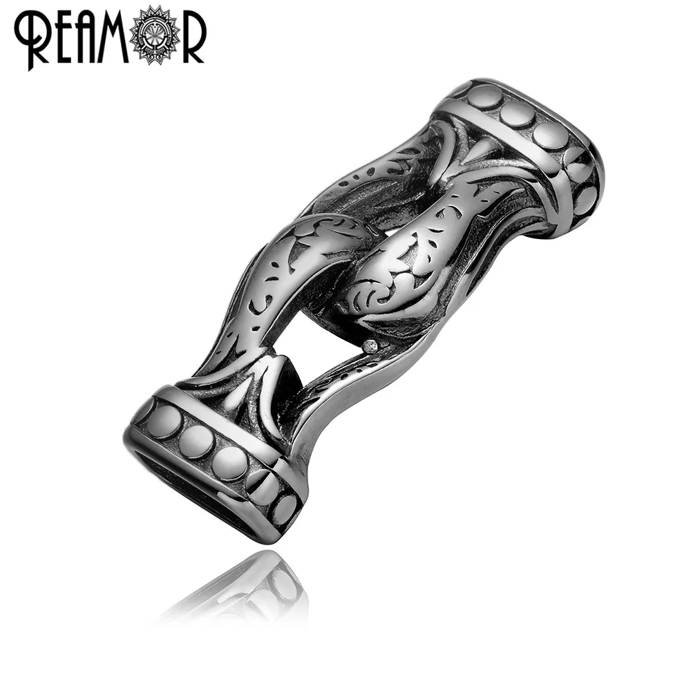 LJ050-2 REAMOR 5 шт 316L Нержавеющая сталь браслет шармы-соединители Fit 12*6 мм кожаный шнур DIY Мужские Браслеты Аксессуары для ювелирных изделий - Цвет: LJ050-2
