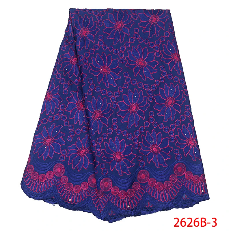 Hot Sale African Swiss Voile Lace In Switzerland 100% Dry Cotton Fabric With Stones Nigerian 5 yards NA2626B-2 | Дом и сад