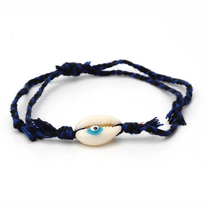 Lucky Evil Eye браслеты из ракушек 6 цветов плетёный браслет ручной работы плетеная Турецкая память для женщин и девочек ювелирные изделия EY6200