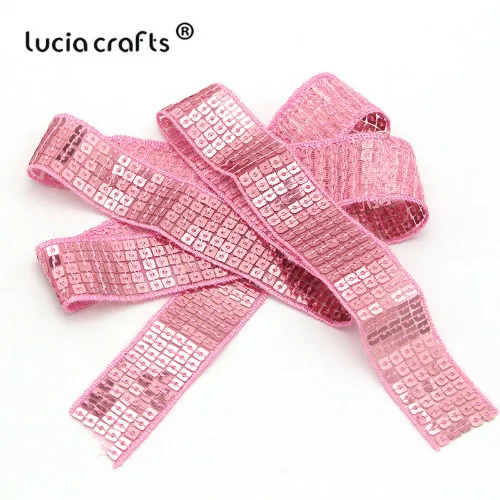 Pink 3y Lucia ремесла блесток Бисероплетение Spangle ленты отделка Кружева DIY ручной работы головной убор украшения одежды(3 ярда/Лот) R0808 - Цвет: Pink 3y