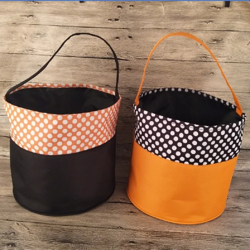 Оптовая продажа 2019 горошек сумки в виде ведер оранжевый черный полиэстер