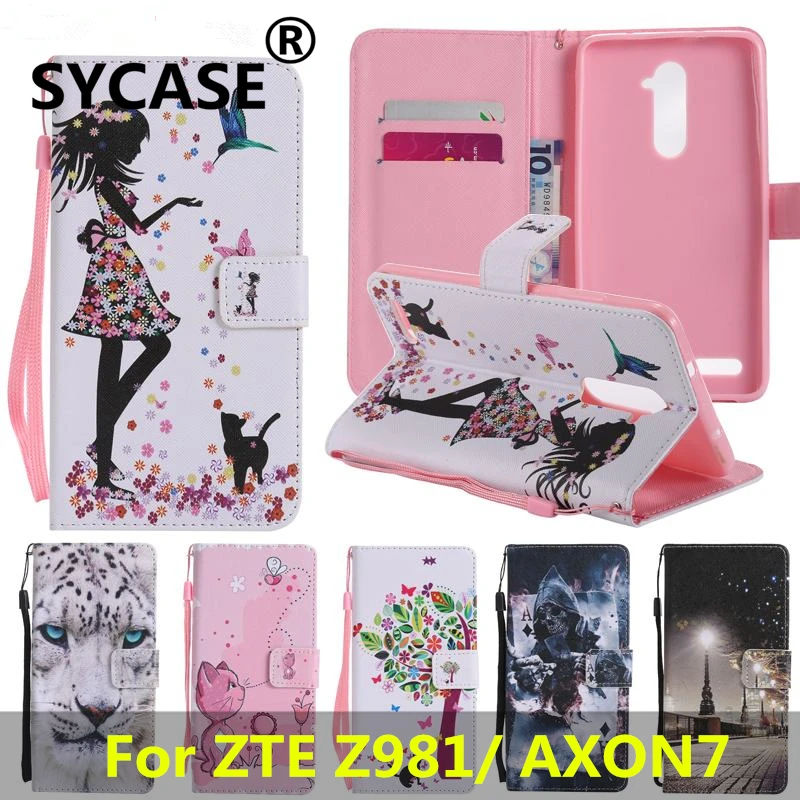SYCASE флип чехол для zte zmax Pro z981 6 inchPainted карты Бумажник Стенд роскошный искуственная