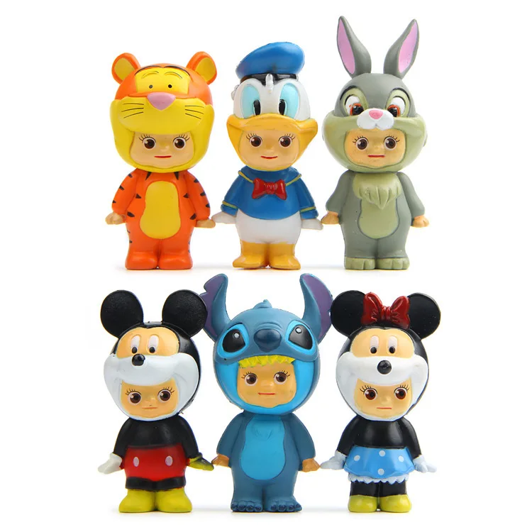 Disney Игрушечные лошадки 6 шт./лот сынок Ангел ПВХ Фигурки Микки и Минни Маус Мышь