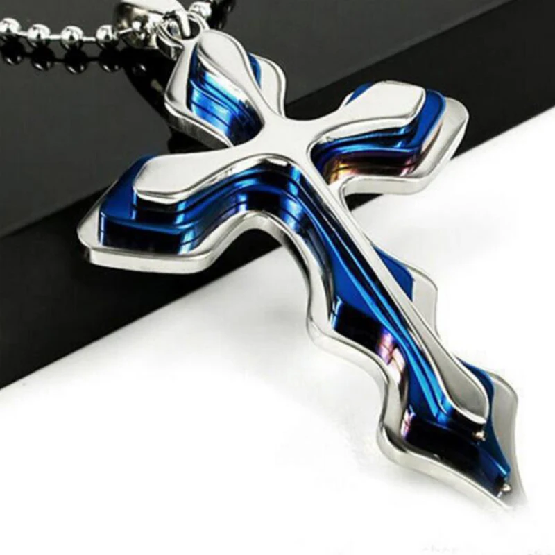 Синий черный золотой цвет совпадающий мужской крест кулон ожерелье из