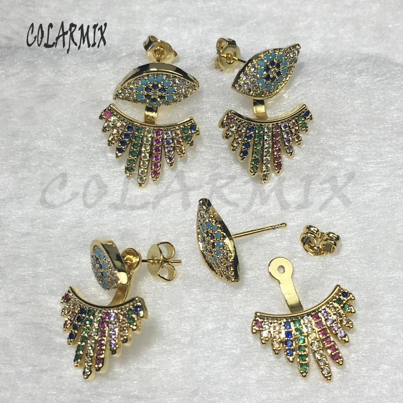 

5 Pairs Eye earrings with wings dangle earrings rainbow crystal earrings rainbow crystal accessories for women 5586
