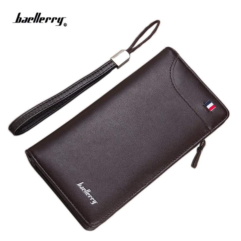 Новые деловые мужские кошельки Baellerry модный кожаный Длинный кошелек клатч для