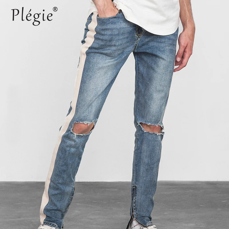 Plegie новые брюки Для мужчин обтягивающие джинсы Уличная Рваные для установлены